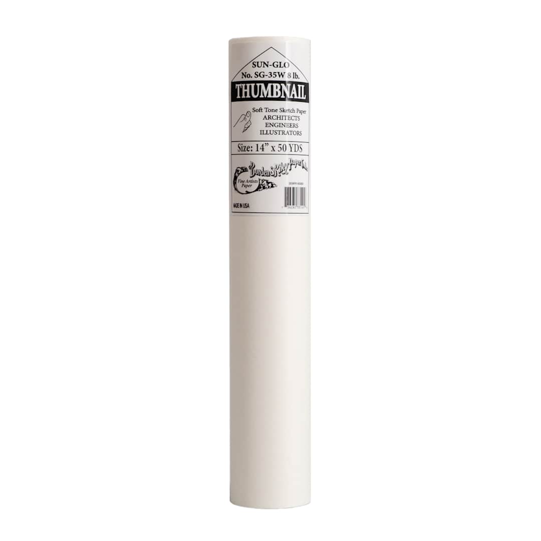 Open in modal - Borden & Riley #35C Sun-Glo Thumbnail Soft Tone Sketch Roll, White, 14 in x 50 yds.