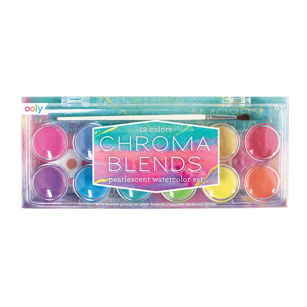 Open in modal - Chroma Blends Watercolor Paint Sets 12-Color Pearlescent Set with Brush