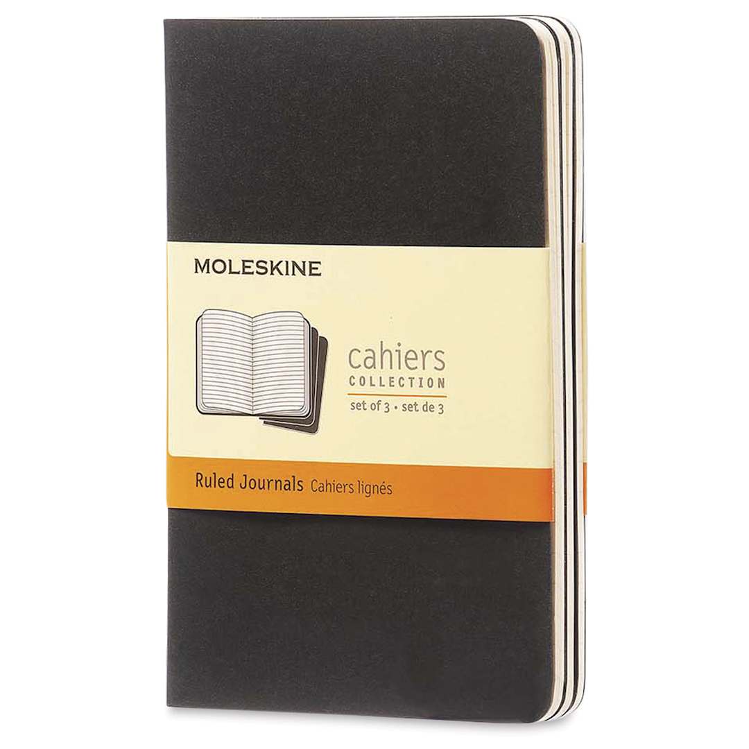 Open in modal - Moleskine Cahier Journals - Black, Ruled, Pkg of 3, 5½'' × 3½''