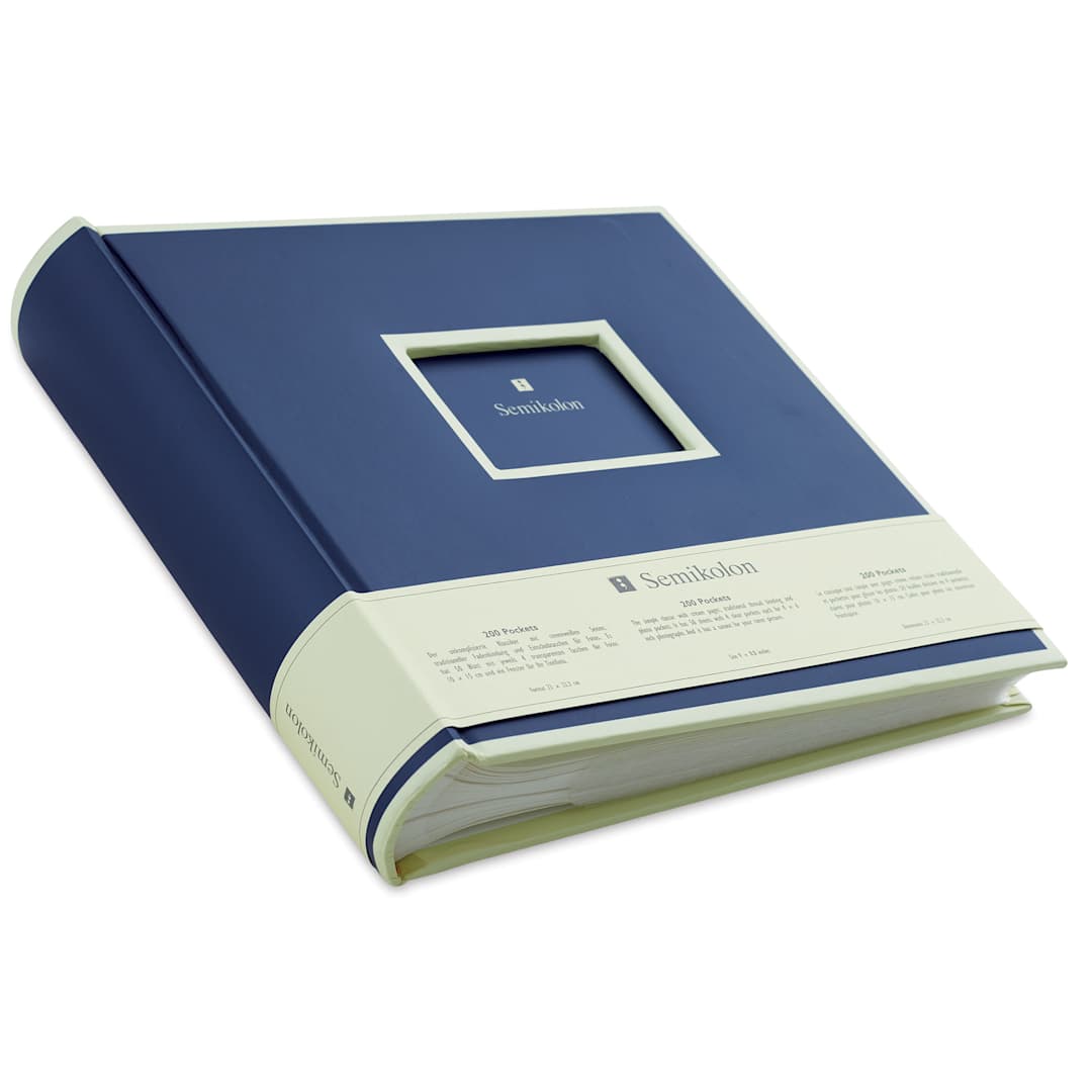 Open in modal - Semikolon Pocket Photo Album - Marine Blue (front cover, angled view)