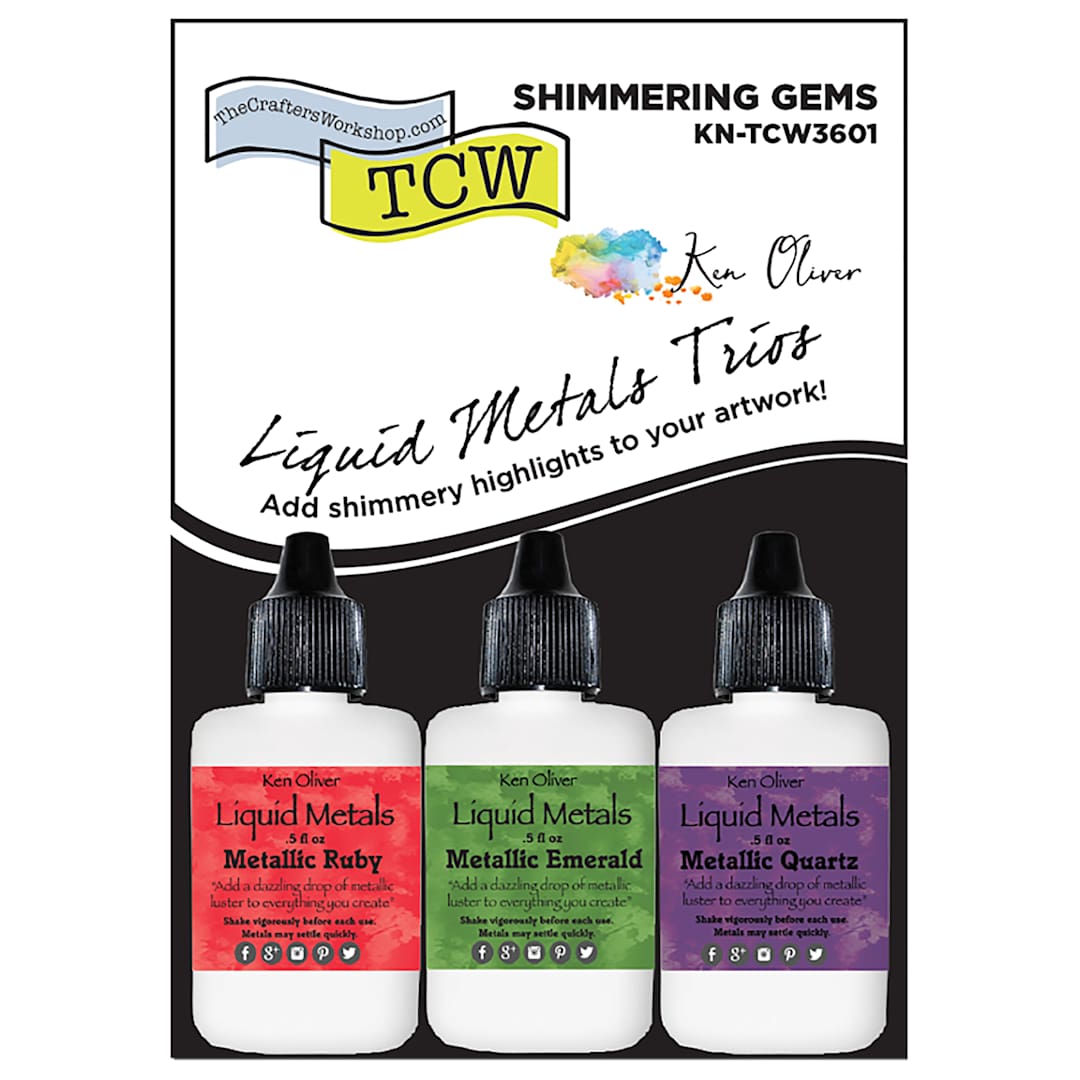 Open in modal - Crafter's Workshop Liquid Metallic Watercolor Set of 3 Shimmering Gems Colors