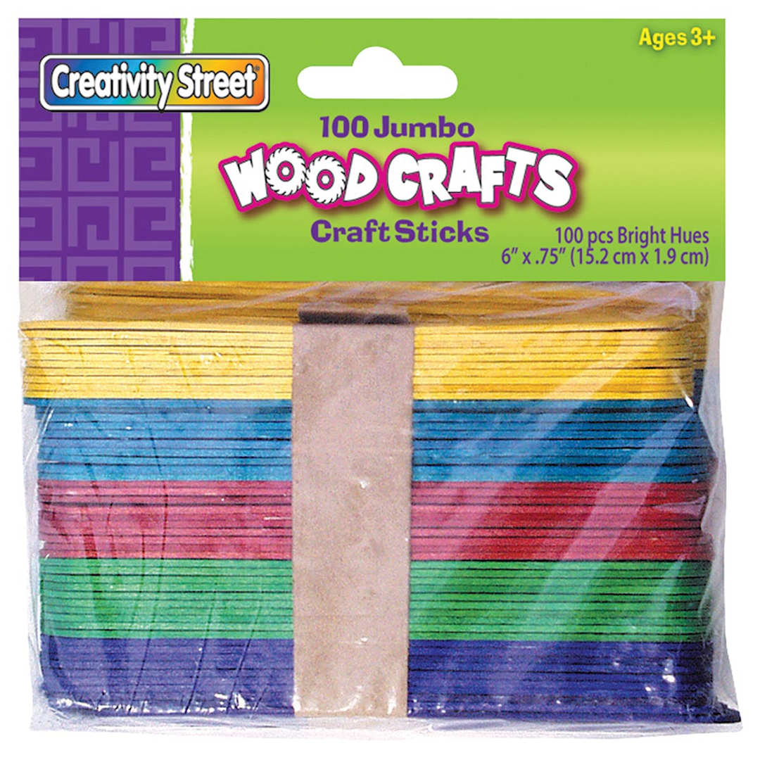 Open in modal - Wooden Craft Sticks 6" - Jumbo Colored, 100/Pkg. - Peggable