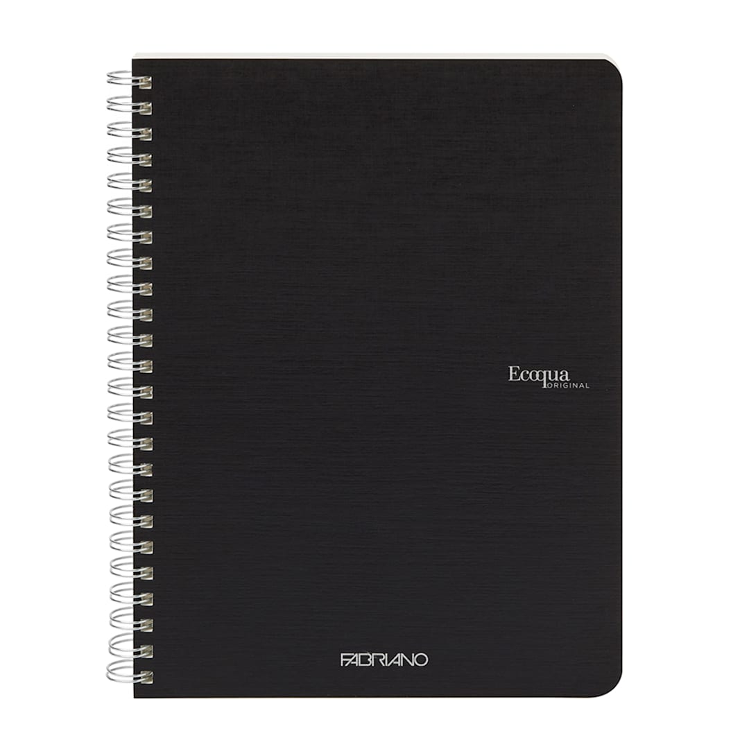 Open in modal - Fabriano Ecoqua Original Spiral-Bound Notebook, 5.8 in x 8.3 in, A5, Lined, 70 Sheets, Black