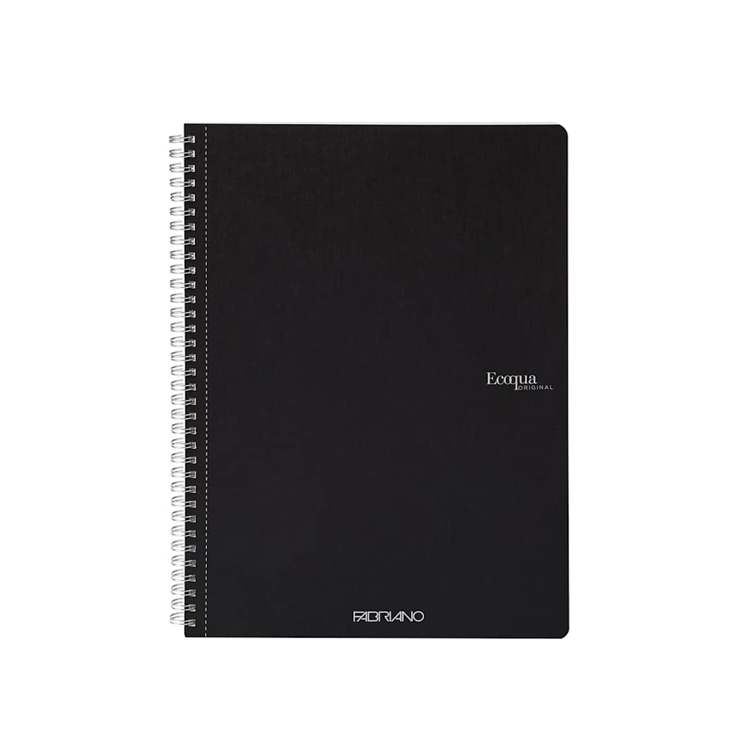 Open in modal - Fabriano Ecoqua Original Spiral-Bound Notebook, 8.3 in x 11.7 in, A4, Lined, 70 Sheets, Black