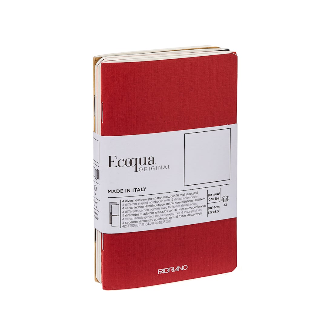 Open in modal - Fabriano Ecoqua Original Pocket Notebook Sets, 4-Notebook Set, Staple-Bound, 3.5 in x 5.5 in, 38 Shts./Bk., 85gsm, Fall Colors, Blank