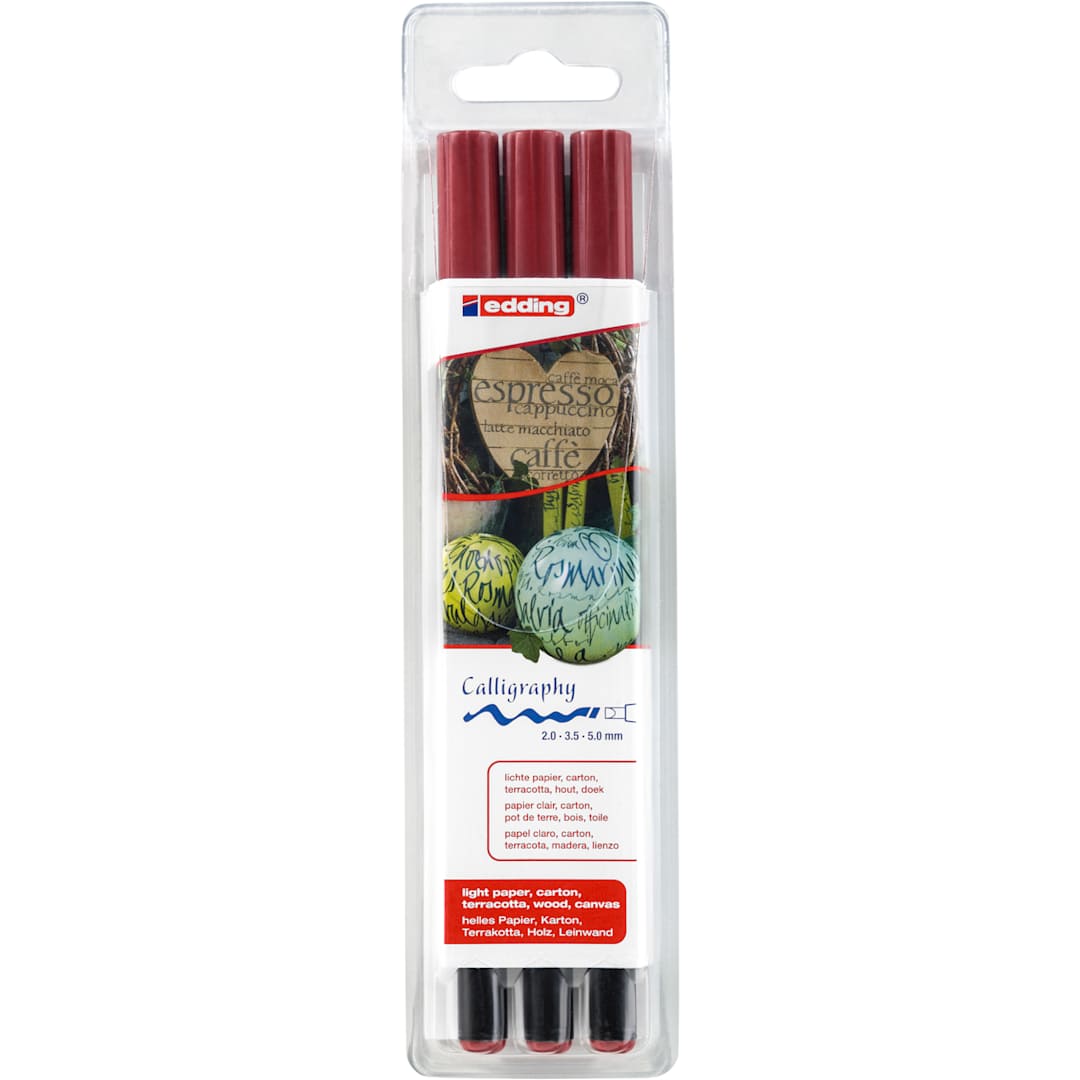 Open in modal - 1256 Calligraphy Pen Set 3-Pen Set - Crimson Lake