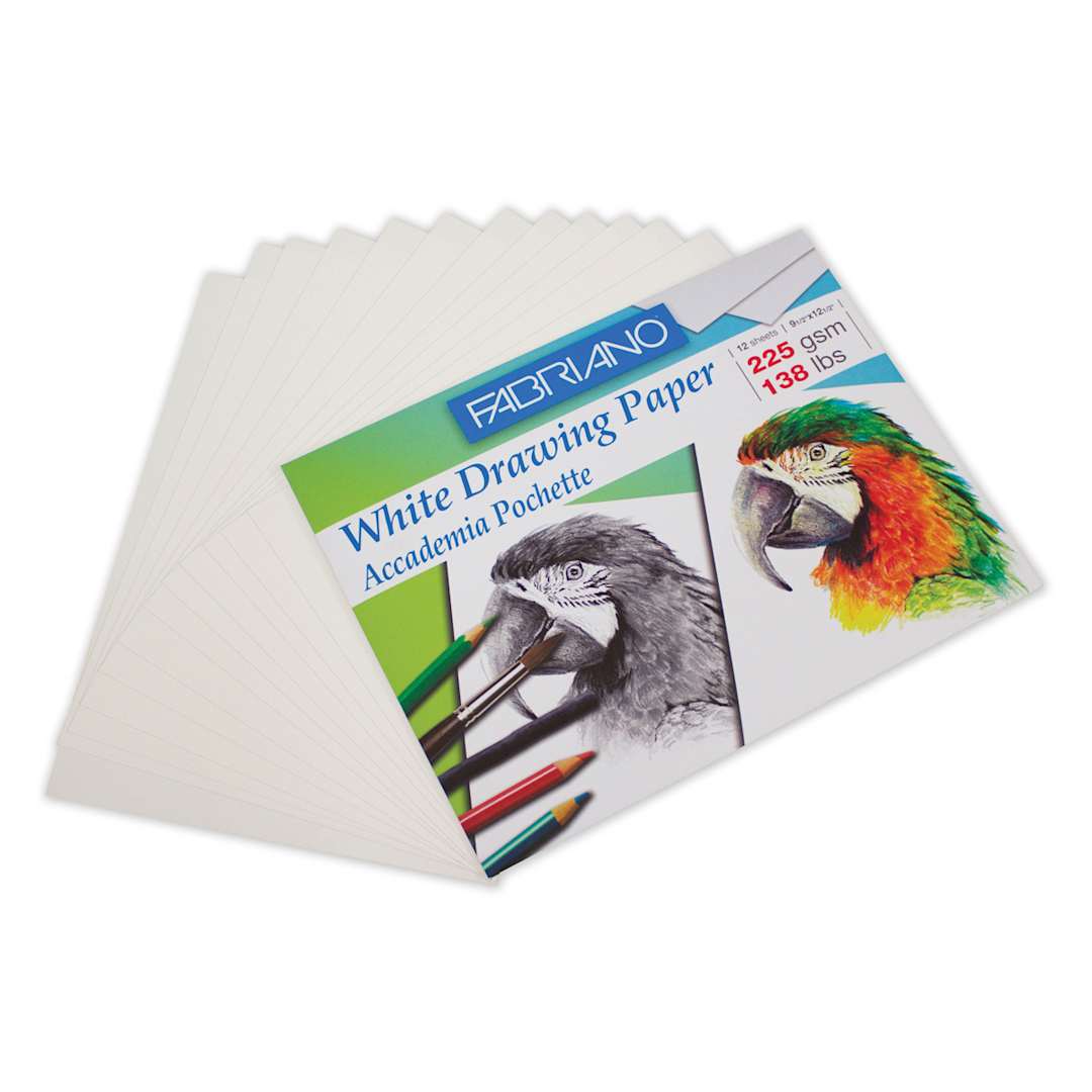 Open in modal - Fabriano Accademia White Drawing Paper Pochette, 138 lb./225 gsm, 12 Sheets, 9 1/2 in x 12 1/2 in