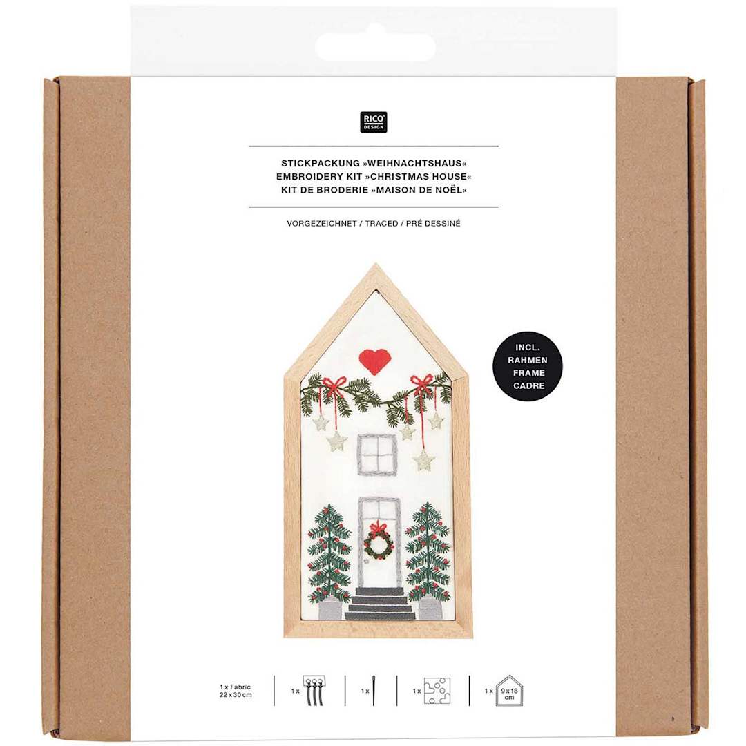 Open in modal - Embroidery Kits Holiday House Kit - 9 x 18 cm (3.5" x 7.1")
