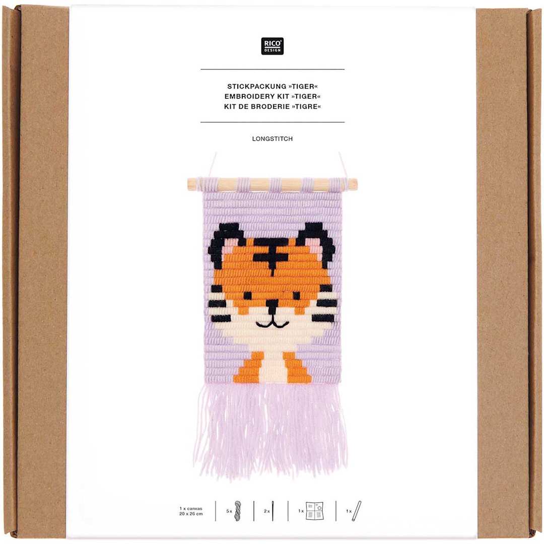 Open in modal - Longstitch Embroidery Kits Tiger Kit - 18 x 30 cm (7.1" x 11.2")