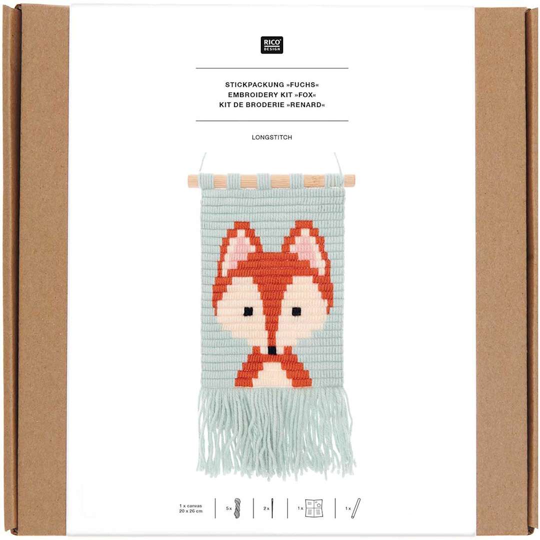 Open in modal - Longstitch Embroidery Kits Fox Kit - 18 x 30 cm (7.1" x 11.2")