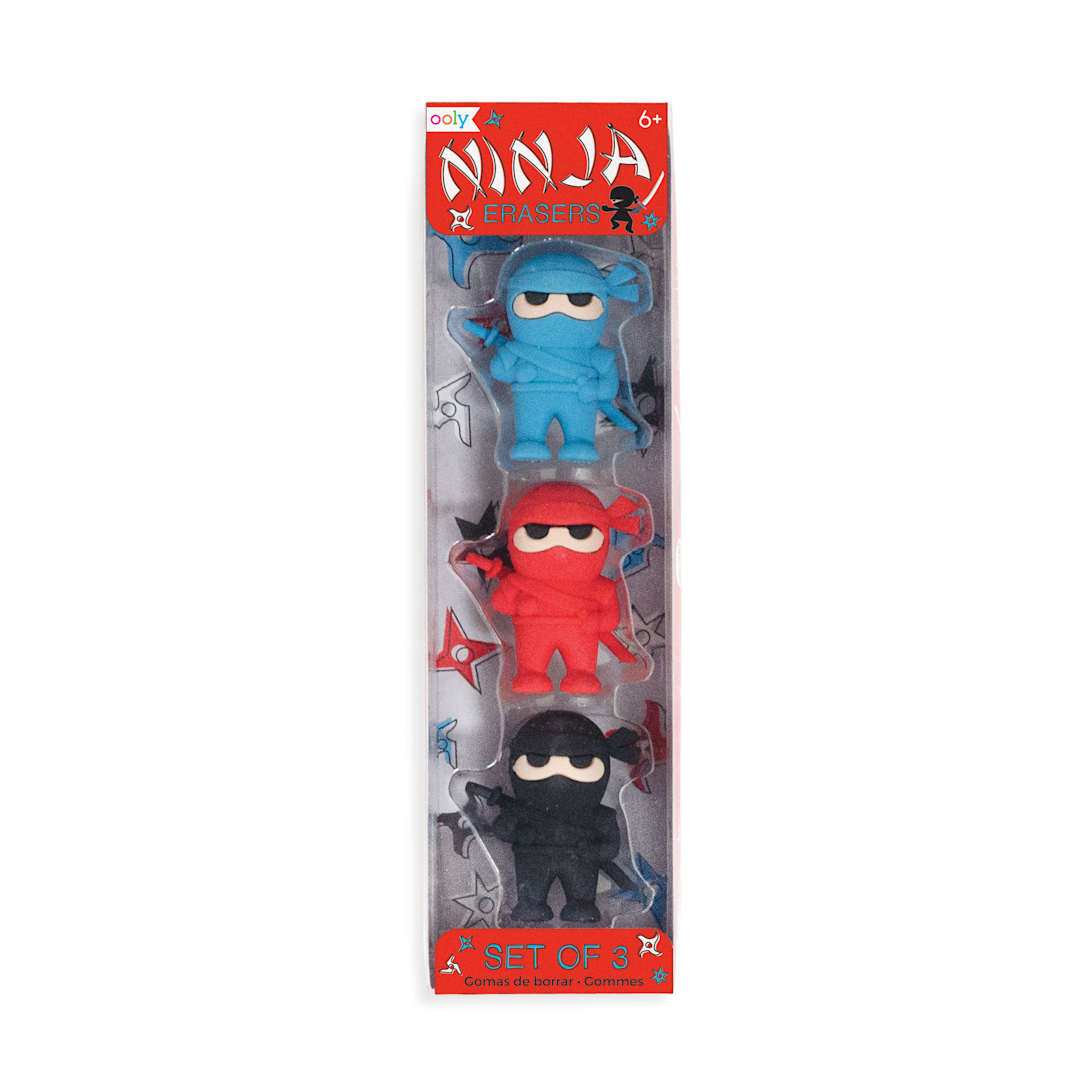 Open in modal - OOLY Ninja Erasers, Pkg of 3