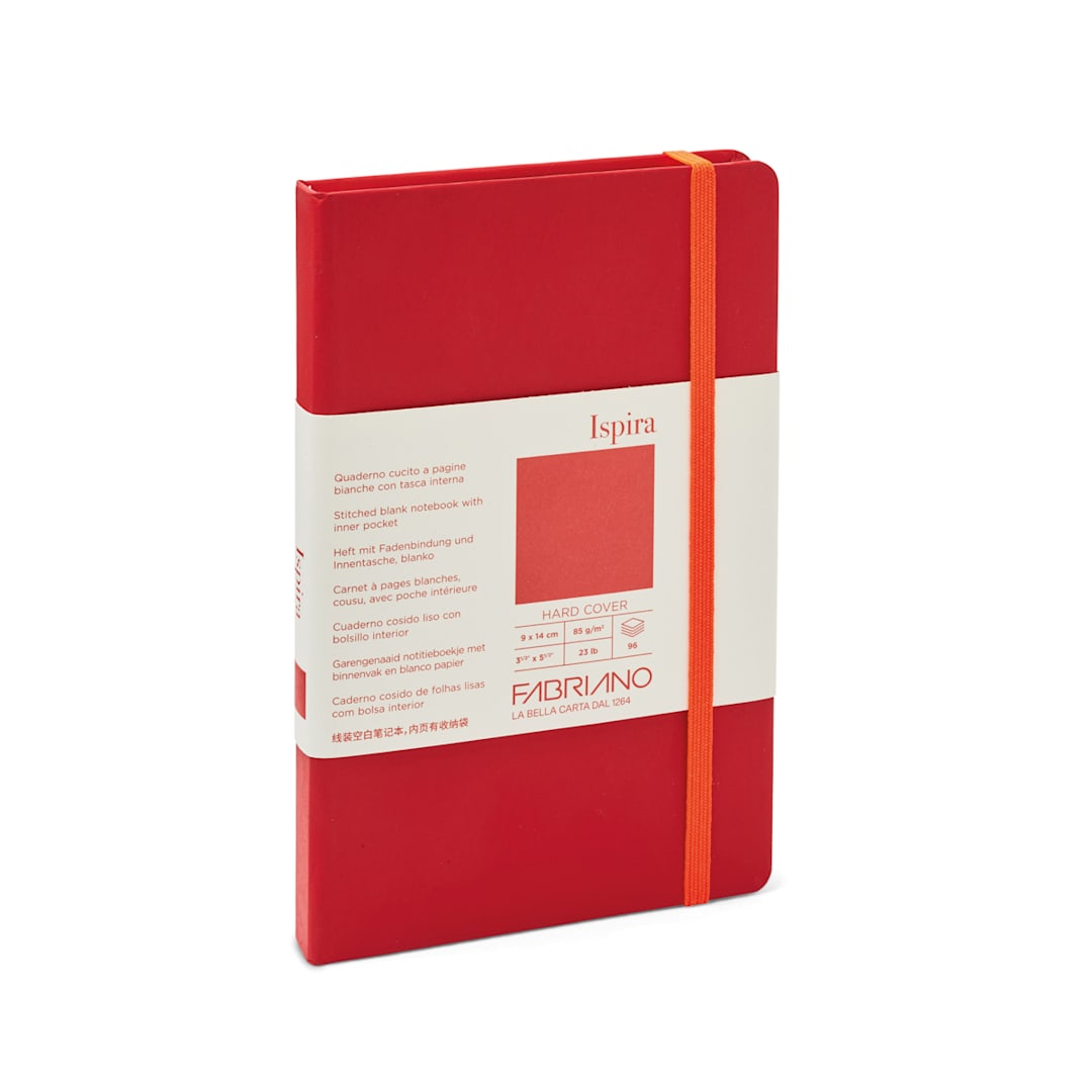 Open in modal - Fabriano Ispira Hard-Cover Notebook, 3.5 in x 5.5 in, Blank, Red