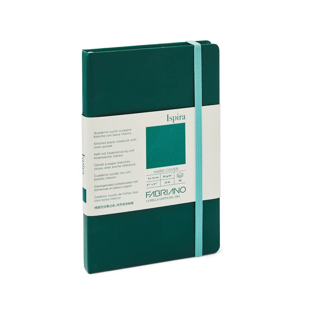 Open in modal - Fabriano Ispira Hard-Cover Notebook, 3.5 in x 5.5 in, Blank, Green