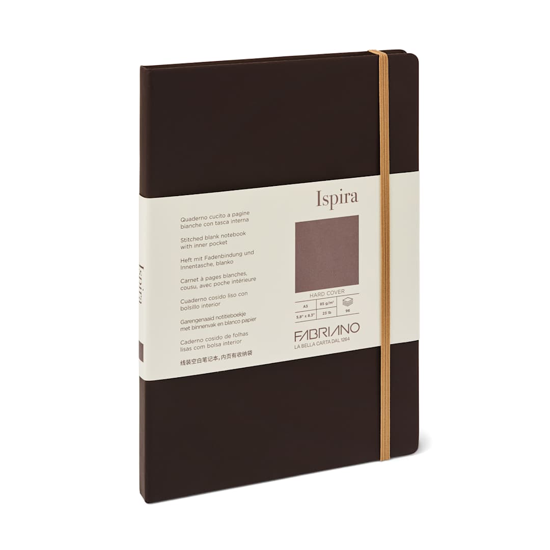 Open in modal - Fabriano Ispira Hard-Cover Notebook, 5.8 in x 8.3 in, Blank, Brown