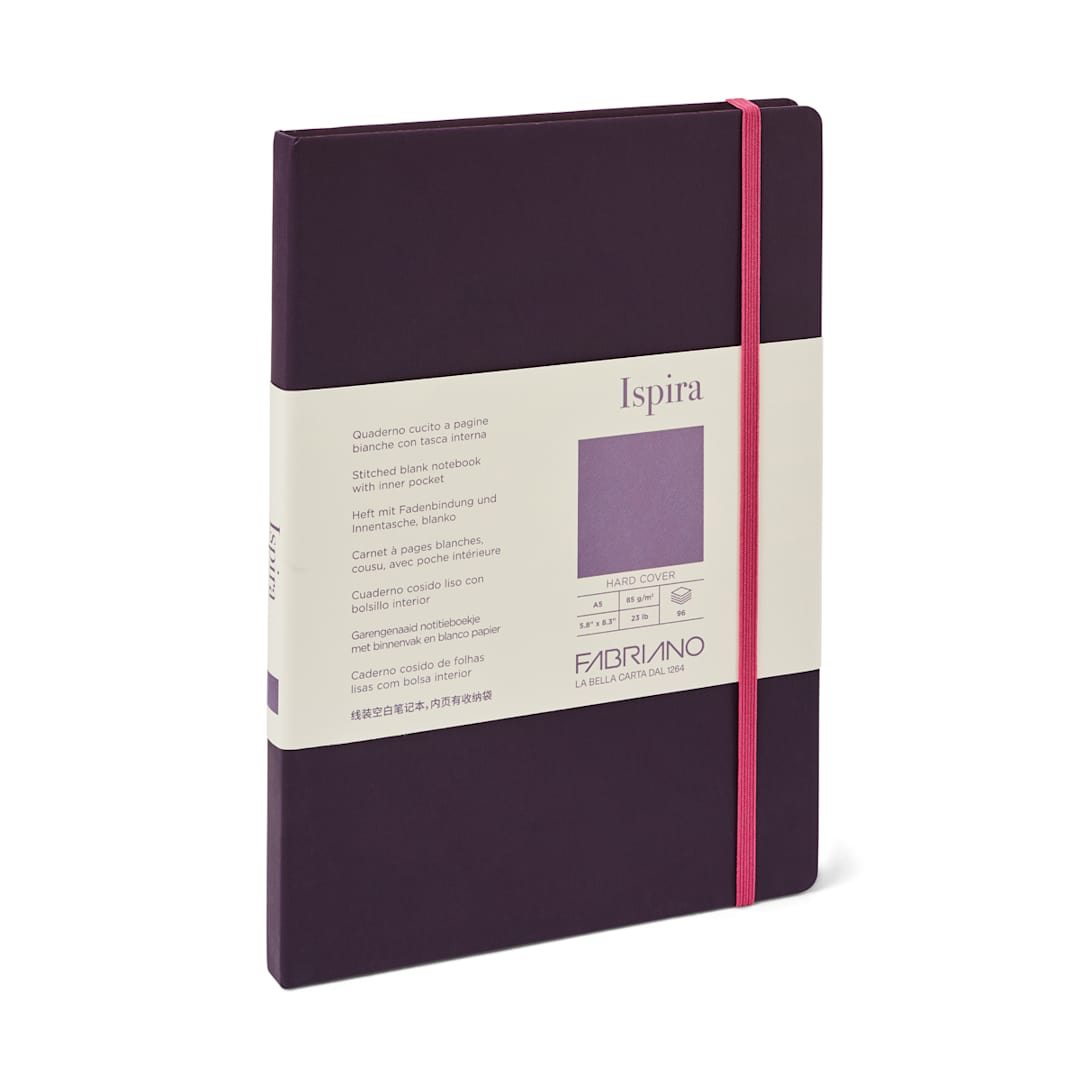 Open in modal - Fabriano Ispira Hard-Cover Notebook, 5.8 in x 8.3 in, Blank, Purple