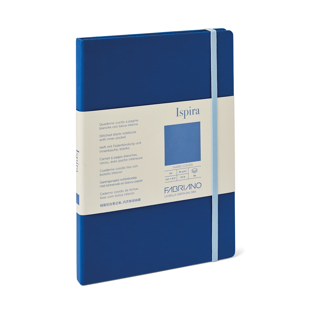 Open in modal - Fabriano Ispira Hard-Cover Notebook, 5.8 in x 8.3 in, Blank, Blue