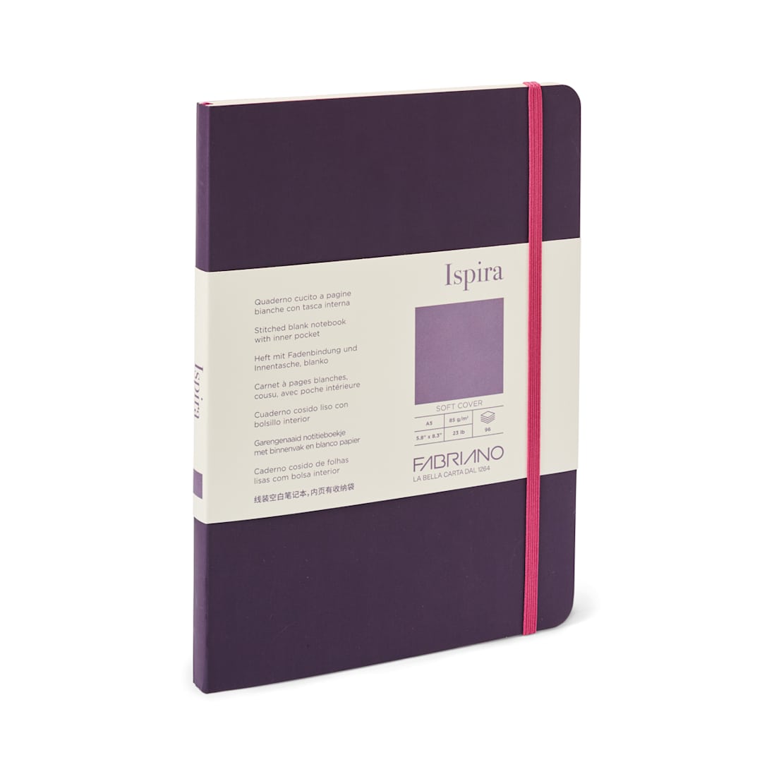 Open in modal - Fabriano Ispira Soft-Cover Notebook, 5.8 in x 8.3 in, Blank, Purple