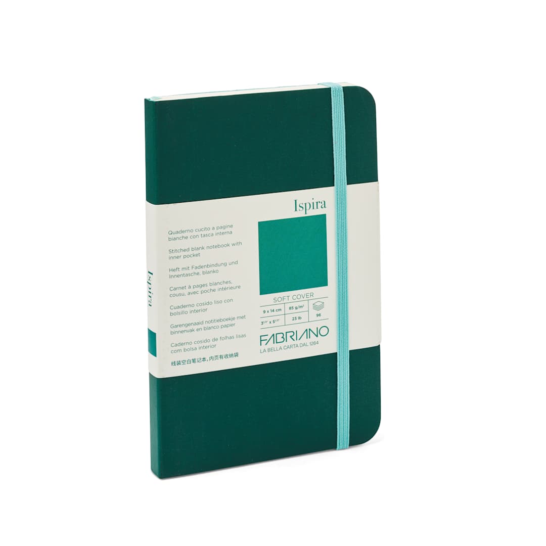 Open in modal - Fabriano Ispira Soft-Cover Notebook, 3.5 in x 5.5 in, Blank, Green