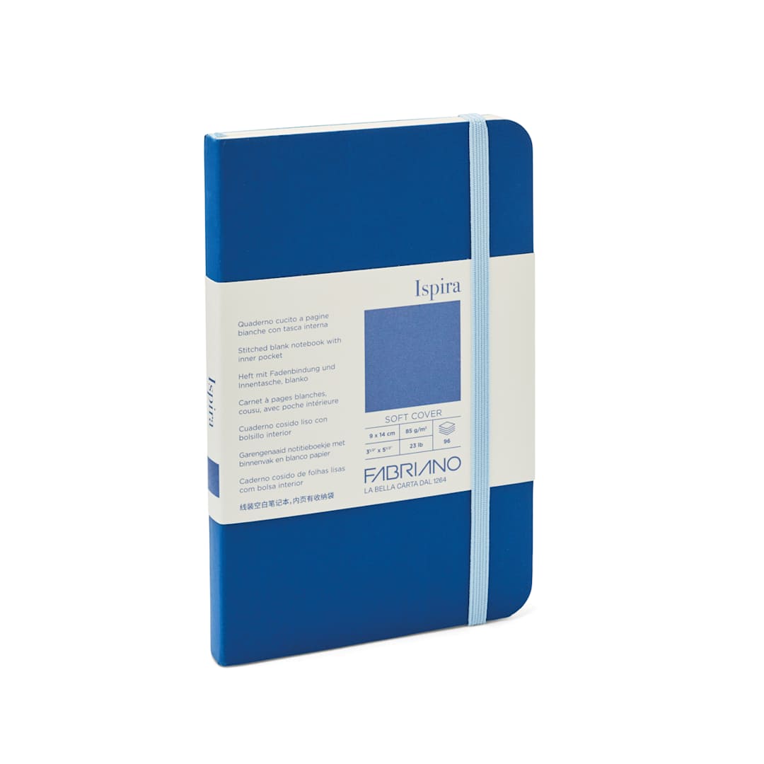 Open in modal - Fabriano Ispira Soft-Cover Notebook, 3.5 in x 5.5 in, Blank, Blue
