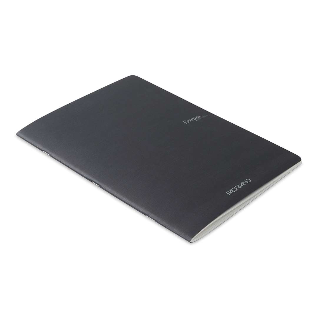 Open in modal - Fabriano EcoQua Staplebound Notebook - Black, 11.7" x 8.3", Graph (side view)