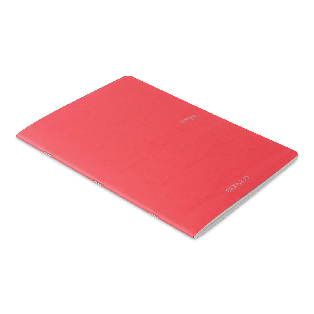 Open in modal - Fabriano EcoQua Staplebound Notebook - Red, 11.7" x 8.3", Graph (side view)