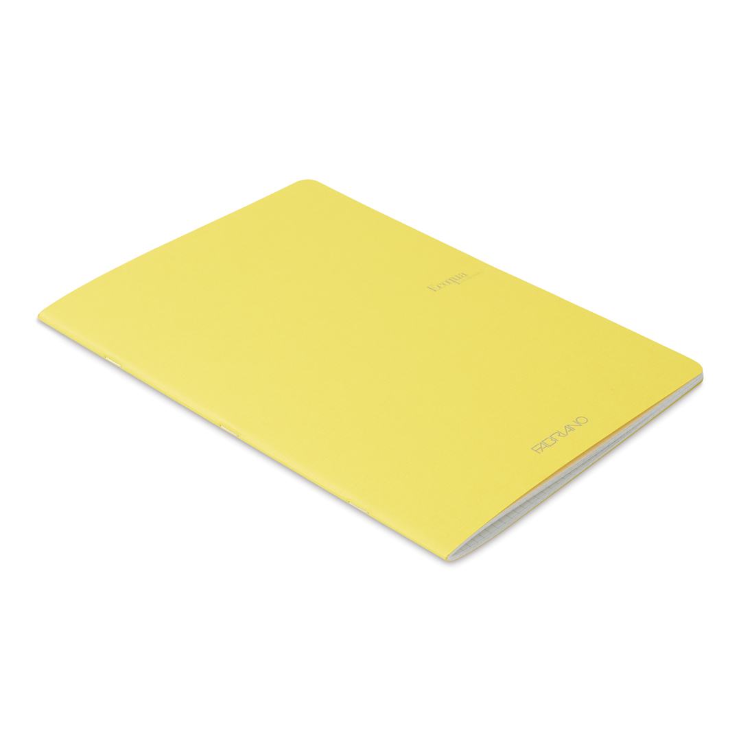 Open in modal - Fabriano EcoQua Staplebound Notebook - Yellow, 11.7" x 8.3", Graph (side view)