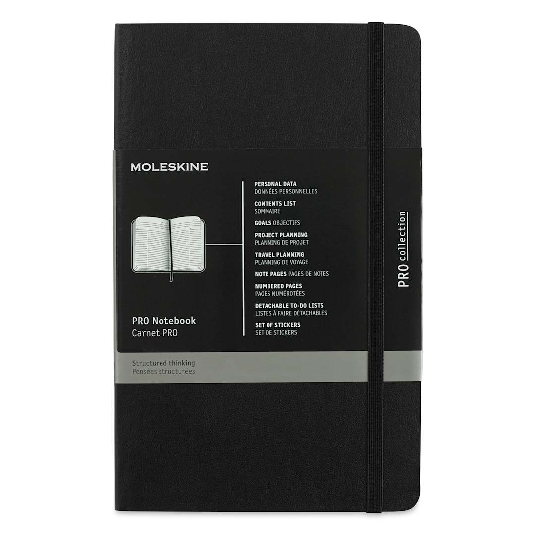 Open in modal - Moleskine Pro Collection Notebook - Large, Black, Soft Cover, 8-1/4" x 5"