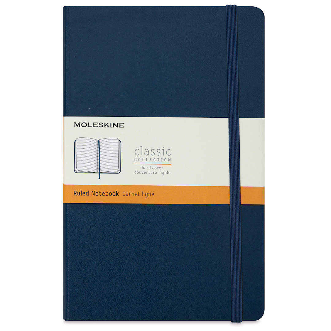 Open in modal - Moleskine Classic Hardcover Notebook - Sapphire Blue, Ruled, 8-1/4" x 5" (front)