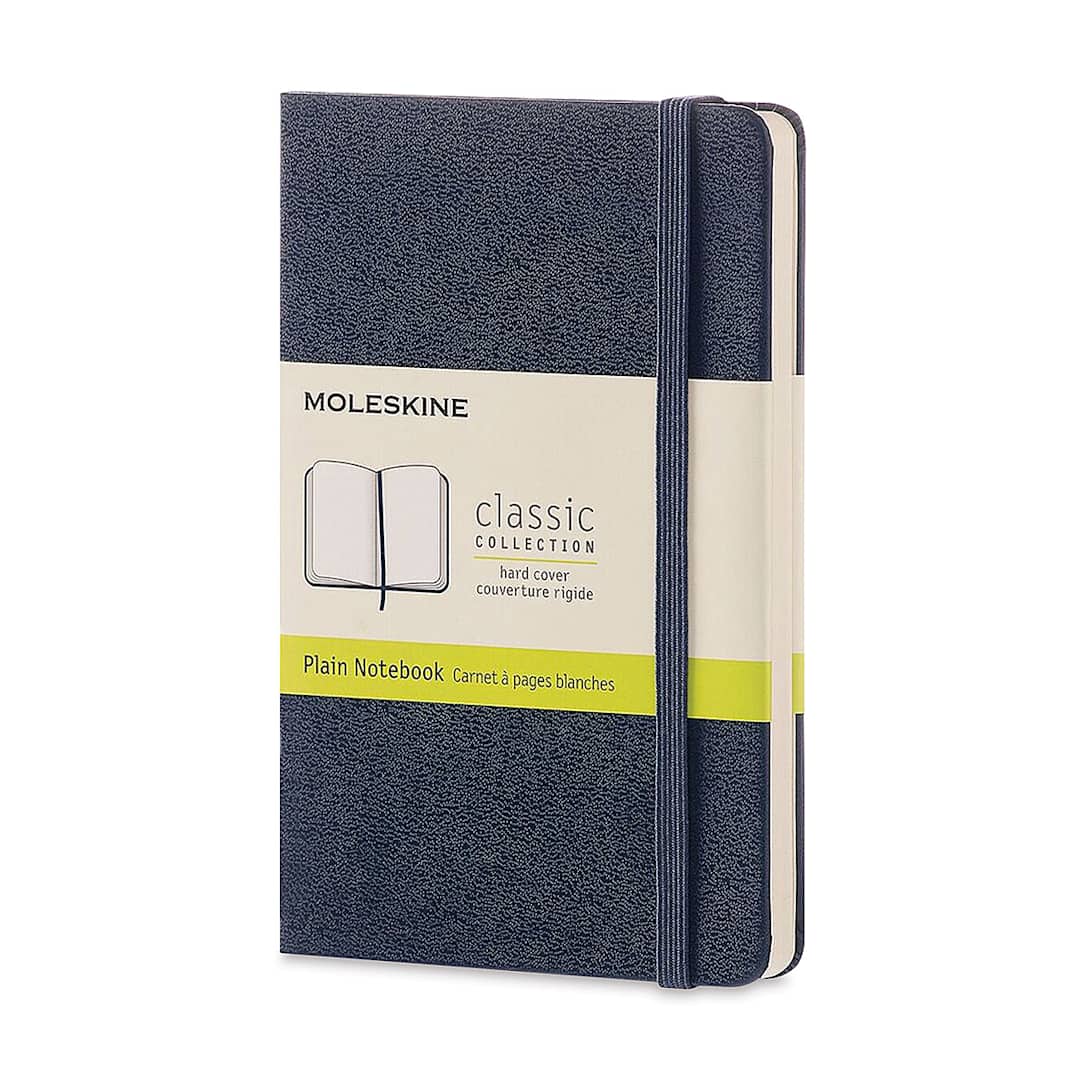 Open in modal - Moleskine Classic Hardcover Notebook - Pocket, 5-1/2'' x 3-1/2'', Blank, Sapphire Blue