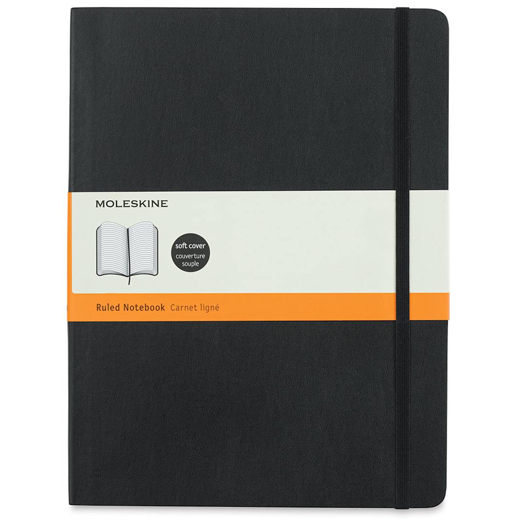 Open in modal - Moleskine Classic Soft Cover Notebook - Black, Ruled, 9-3/4" x 7-1/2"