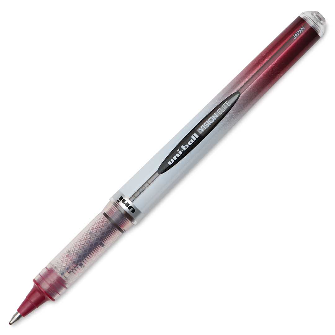 Open in modal - Uni-Ball Vision Elite Rollerball Pen - Bold Point, 0.8 mm, Pink, cap off