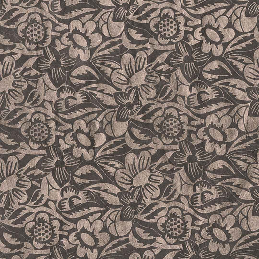 Open in modal - LAMALI Decorative Lokta Paper, 20 in x 30 in, Frida, Cashew, Slate Silkscreen