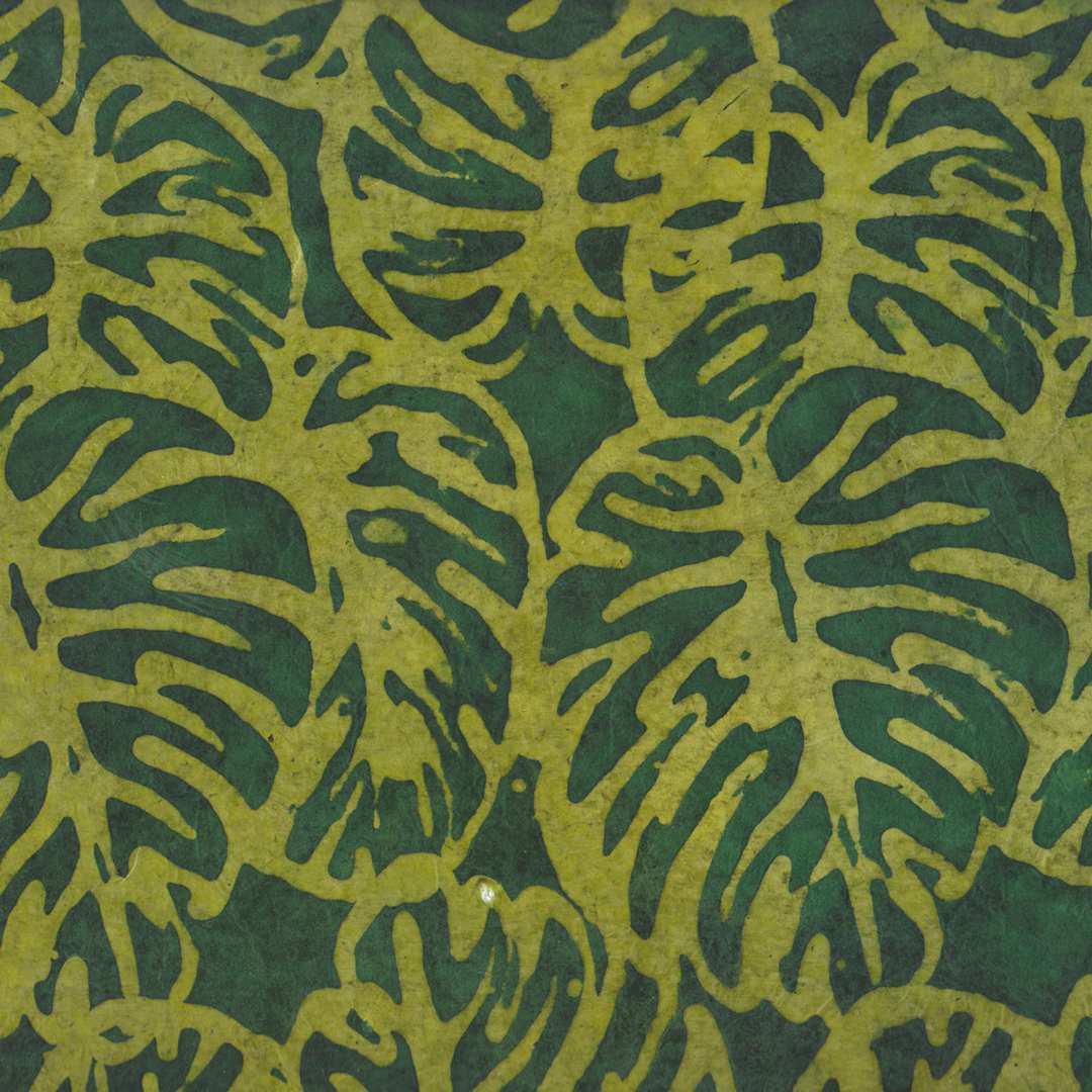 Open in modal - LAMALI Decorative Lokta Paper, 20 in x 30 in, Monstera, Green, Light Green Silkscreen