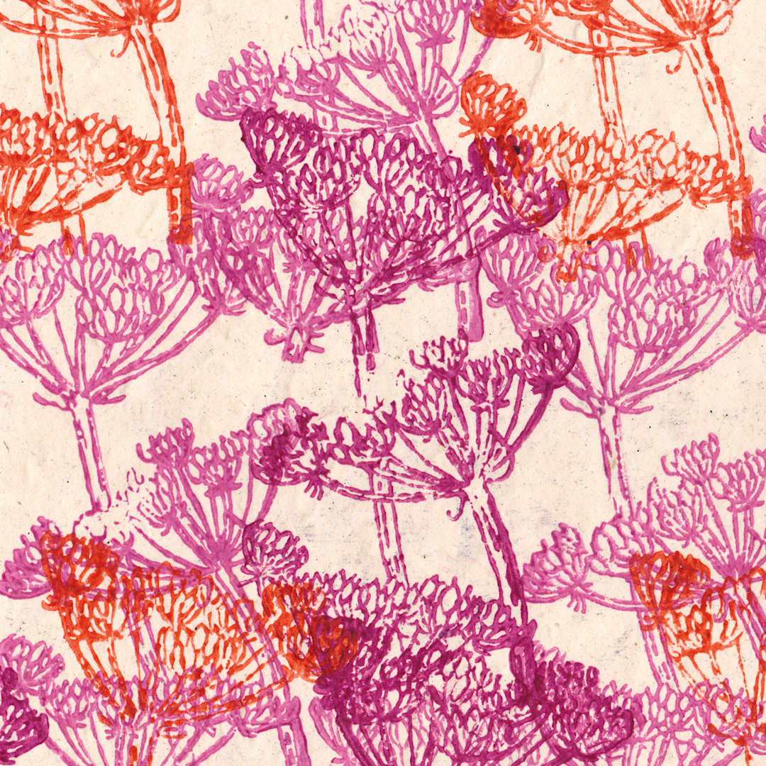 Open in modal - LAMALI Decorative Lokta Paper, 20 in x 30 in, Anise Flowers, Violet, 3-Color Woodblock
