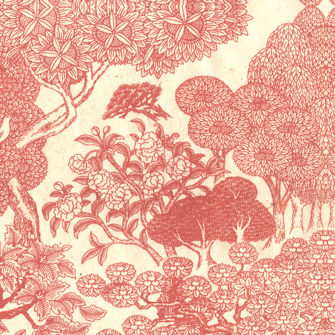 Open in modal - LAMALI Decorative Lokta Paper, 20 in x 30 in, Kongpo, Cream, Peach Silkscreen
