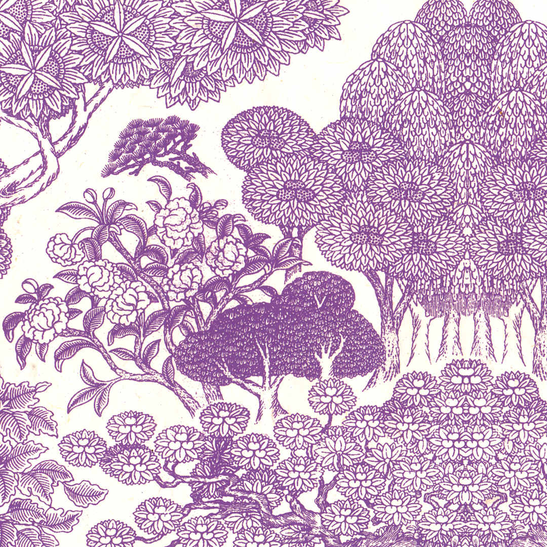 Open in modal - LAMALI Decorative Lokta Paper, 20 in x 30 in, Kongpo, White, Violet Silkscreen