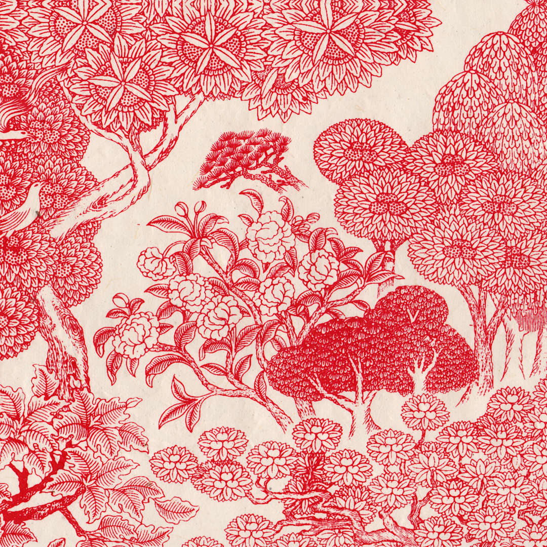 Open in modal - LAMALI Decorative Lokta Paper, 20 in x 30 in, Kongpo, White, Red Silkscreen