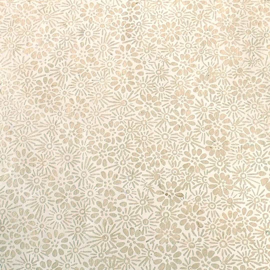 Open in modal - LAMALI Decorative Lokta Paper, 20 in x 30 in, Prairie, Cream, White Silkscreen