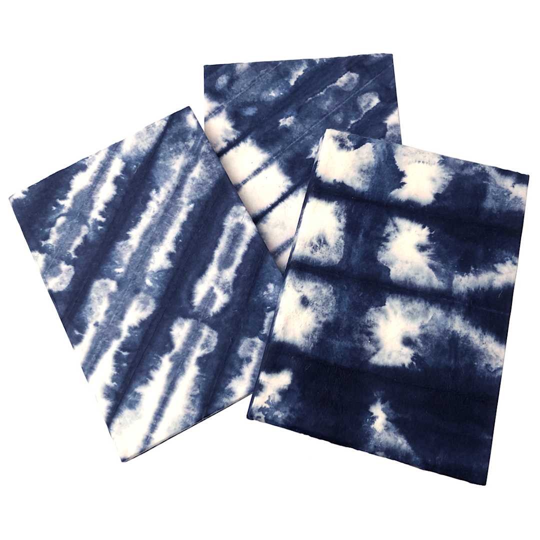 Open in modal - LAMALI Shibori Soft-Cover Handmade Journal, 5.9 in x 8.3 in, 72 Pgs./Bk., Indigo