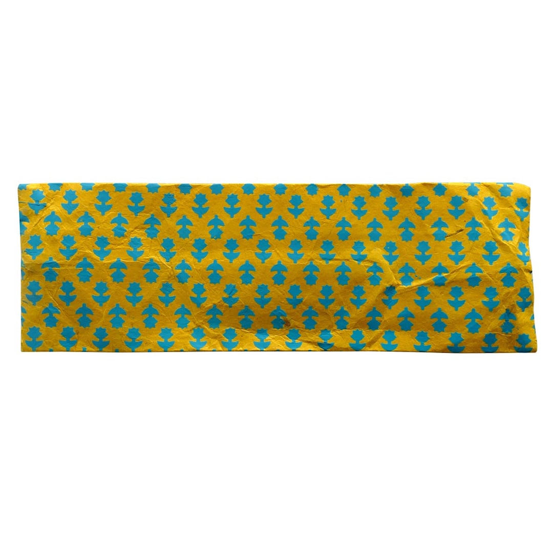 Open in modal - Lokta Paper Handmade Pouches Yellow/Blue Flowers