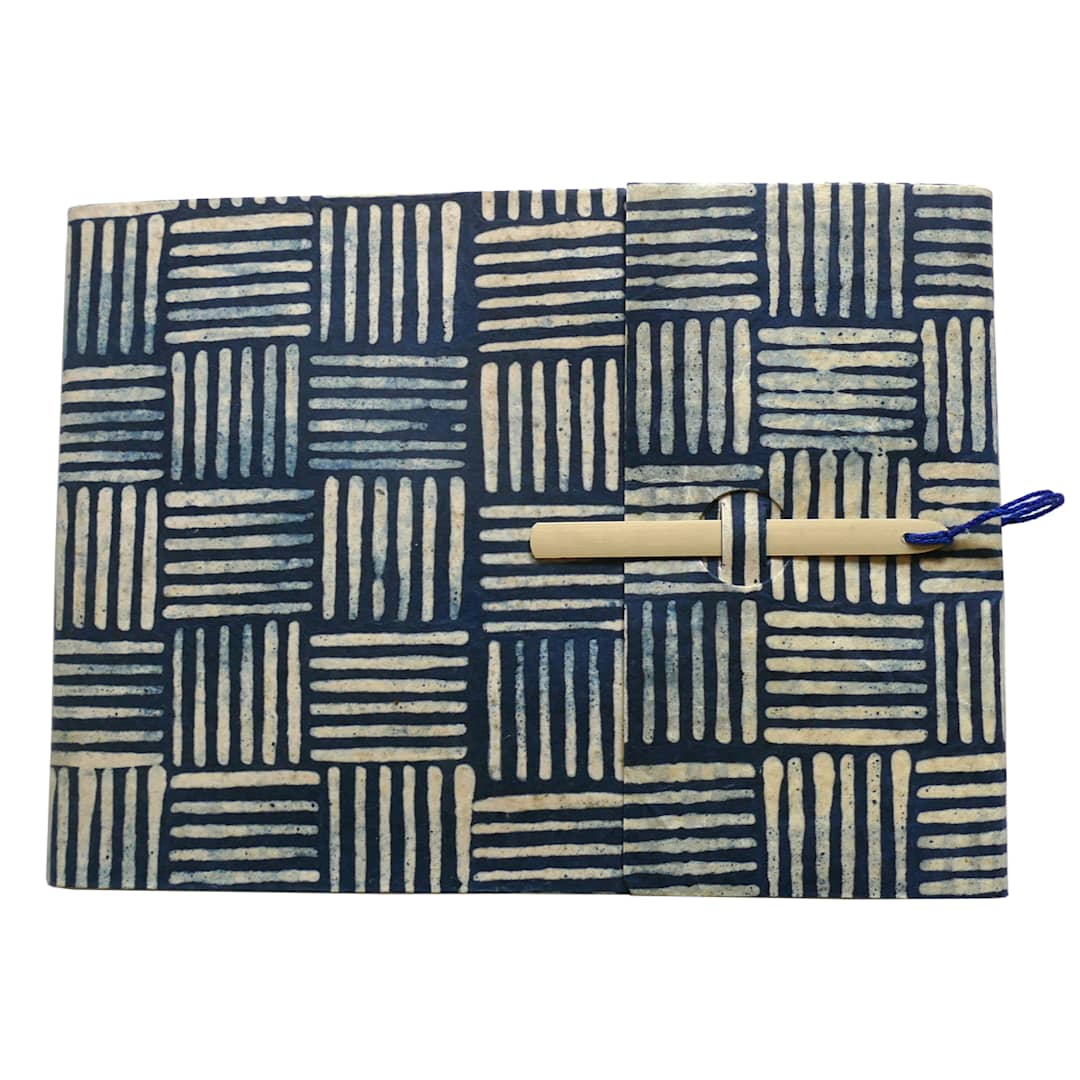 Open in modal - LAMALI Gargi Soft-Cover Handmade Journal, 5.9 in x 8.7 in, 96 Pgs./Bk., Blue Batik