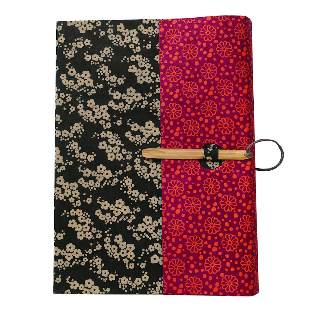 Open in modal - LAMALI Wanderer Hard-Cover Handmade Journal, 5.9 in x 8.3 in, 164 Pgs./Bk., Red-Ebony