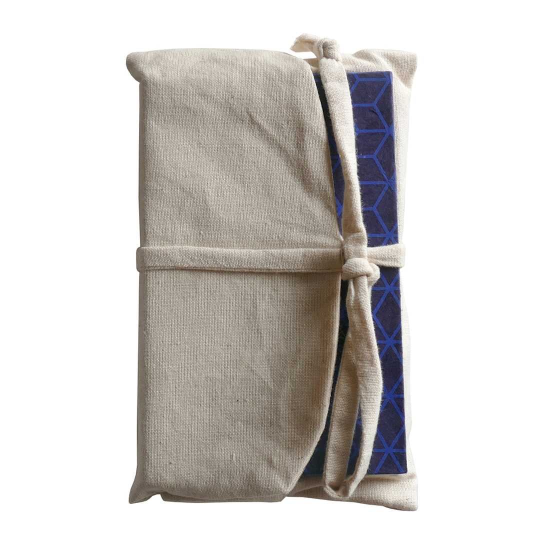 Open in modal - LAMALI Traveler's Hard-Cover Handmade Journal, 3.5 in x 5.5 in, 160 Pgs./Bk., Blue/Navy