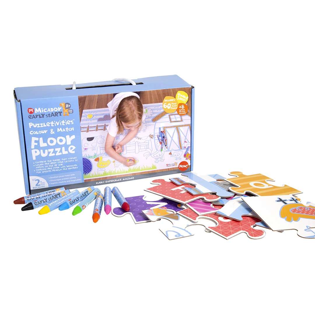 Open in modal - Puzzletivities Floor Puzzle Pack 60-Piece Floor Puzzle & 8 Softies Tri-Tip Crayons