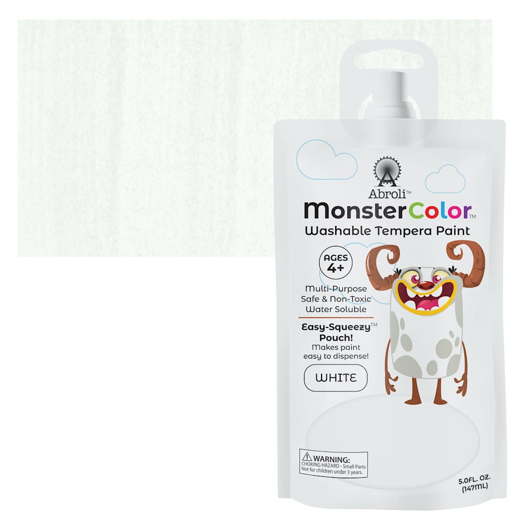 Open in modal - Abroli MonsterColor Washable Tempera Paint - White, 5 oz Pouch and swatch