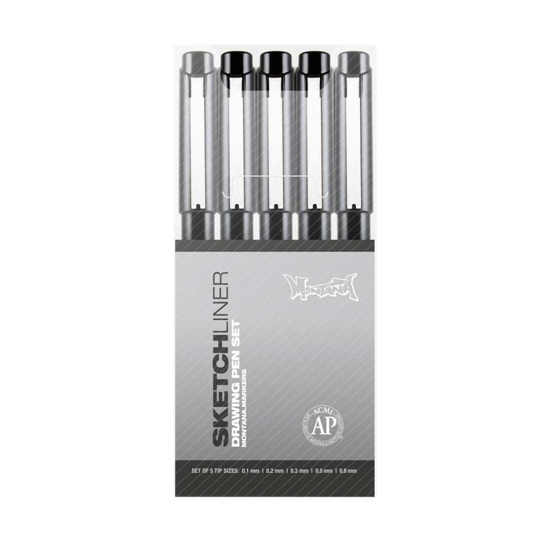 Open in modal - Sketchliner 5-Pen Set Pigmented Black Ink; 0.1mm, 0.2mm, 0.3mm, 0.5mm and 0.8mm Nibs