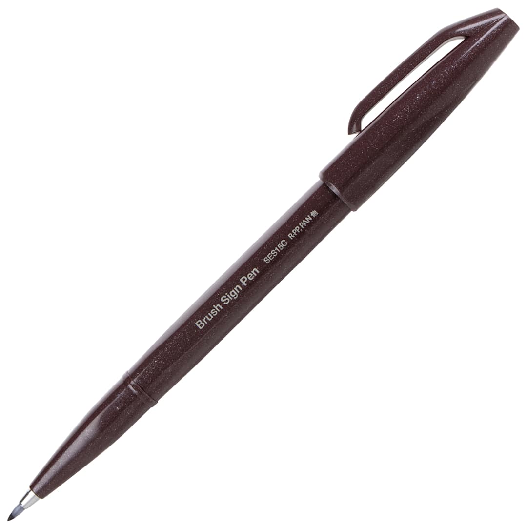 Open in modal - Sign Pen with Brush Tip Dark Brown
