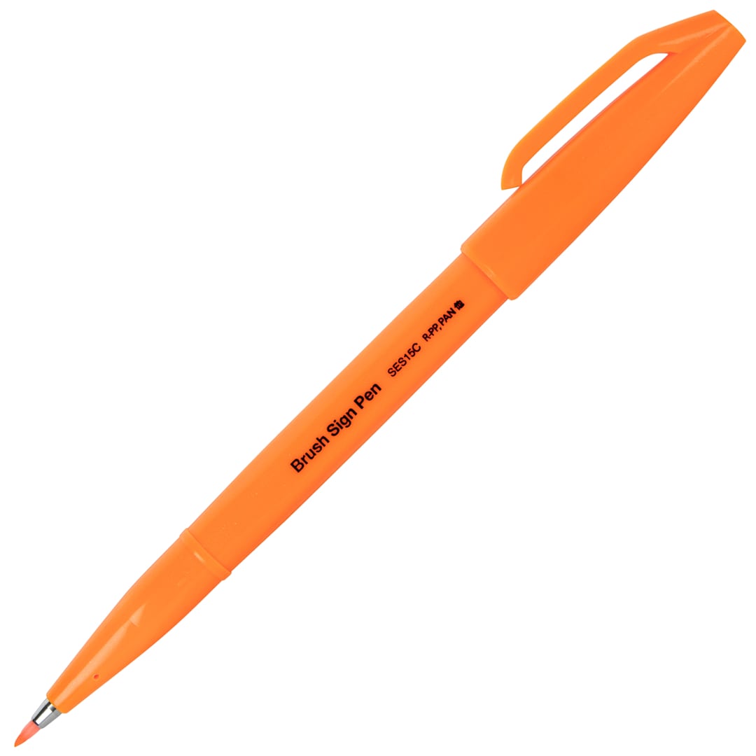 Open in modal - Sign Pen with Brush Tip Fluorescent Orange