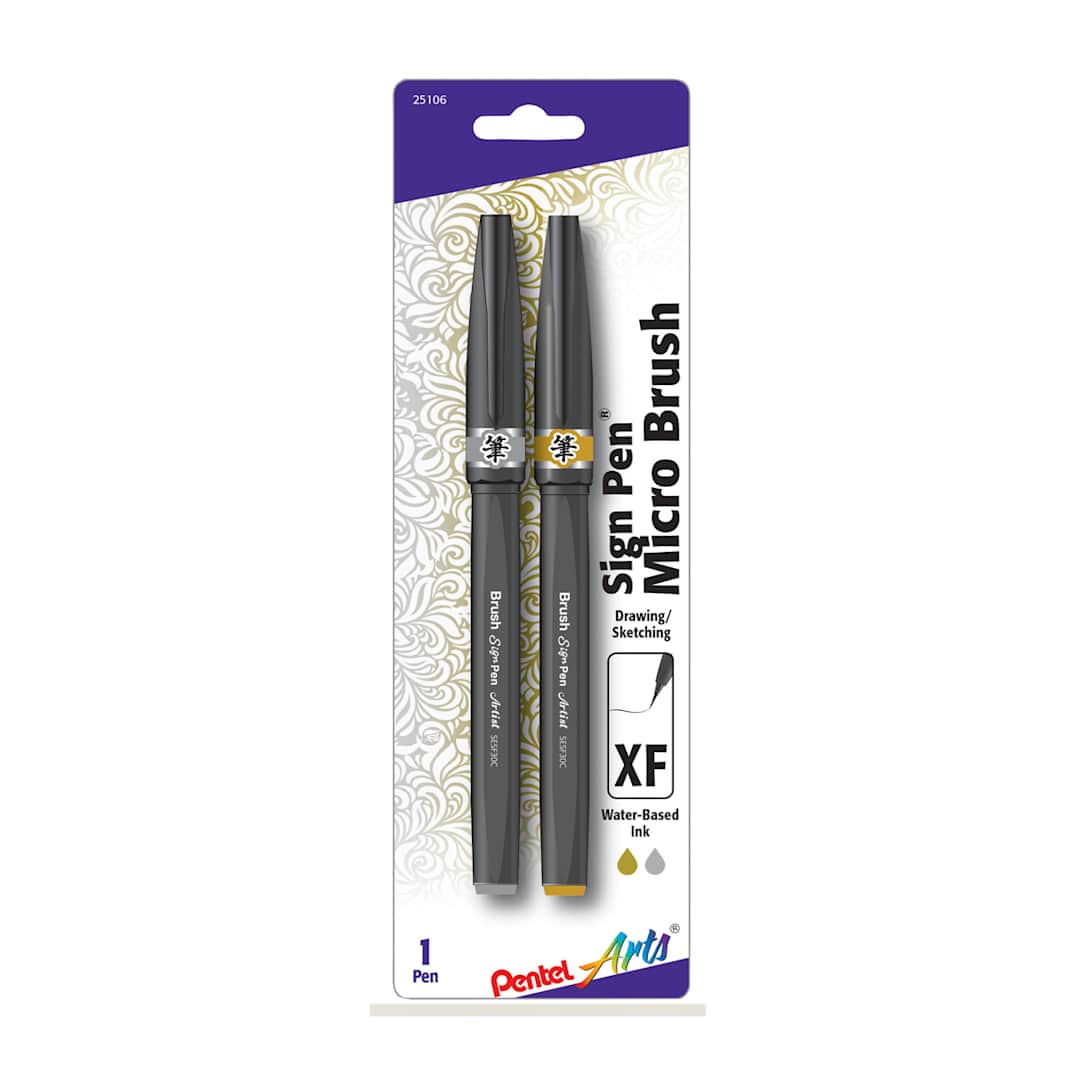 Open in modal - Sign Pen Set Micro Brush 2-Pen Set - Gold & Silver