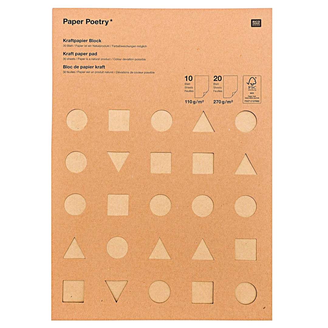 Open in modal - Rico Design Kraft Pad - Mixed Weights 110 gsm/270 gsm, 30 Sheets